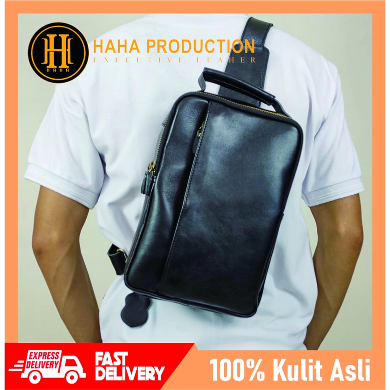 EVOS Tas Selempang Kulit Asli Sling Bag Cowok Pria Laki Keren Kekinian