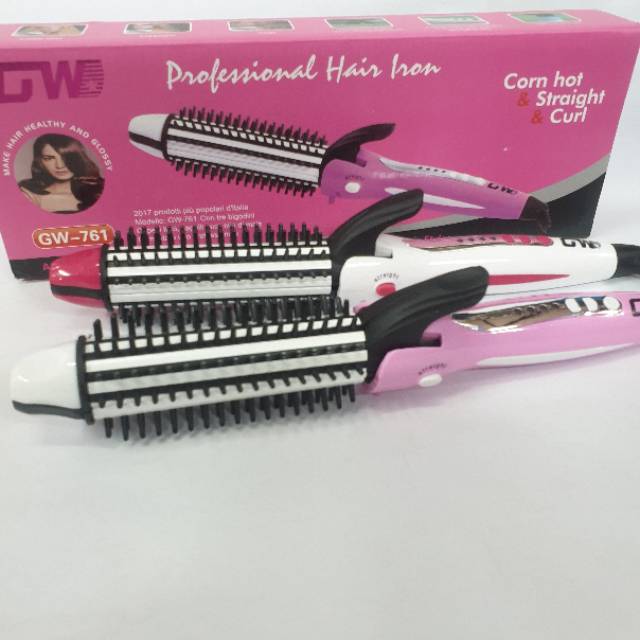 Catok Rambut 3in1 Gowei Bagus Alat Catokan Lurus Rebonding Gerigi Baba Curler Keriting GW-761