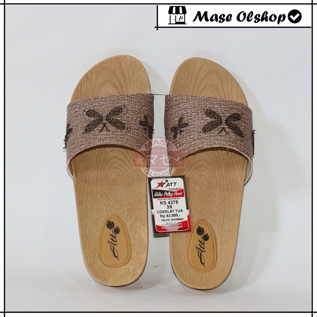 Sandal Selop Wanita Sandal Karet Motif Kayu ATT KS 4278