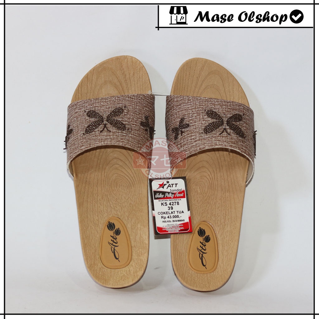 Sandal Selop Wanita Sandal Karet Motif Kayu ATT KS 4278