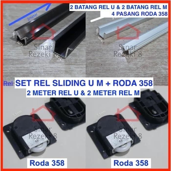 SET 2 METER x 4 Rel UM + Roda 358 Pintu Lemari Sliding / Geser SD3141