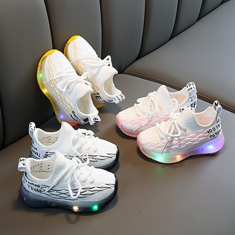 Murah Sepatu  Sneakers LED Model  Slip on Untuk  Anak  