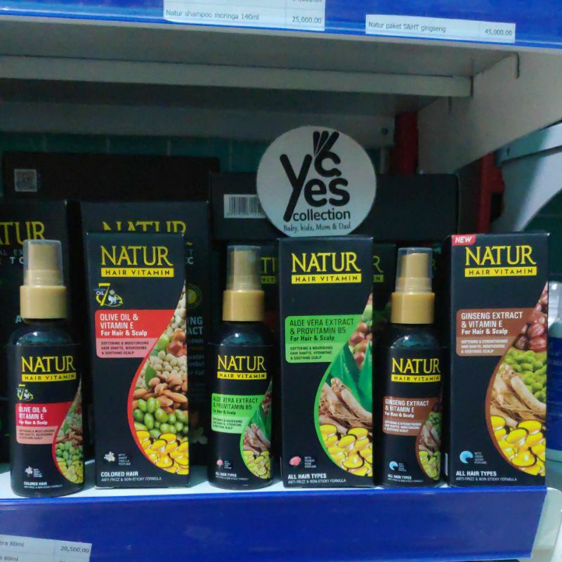 Natur Hair Vitamin Rambut spray 80ml Olive Oil Vit E scalp Aloe Vera Provitamin B5 Nature Rose