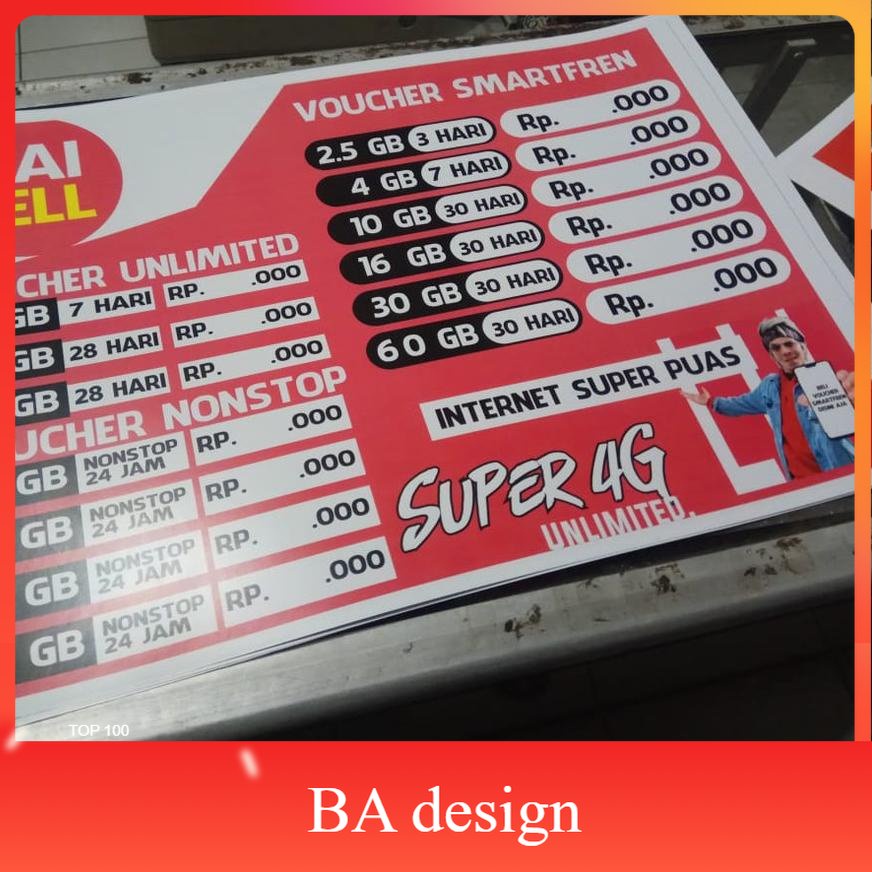 

「Ready Stok」 Poster Harga A3 Smartfren Bisa Dihapus - BA Design