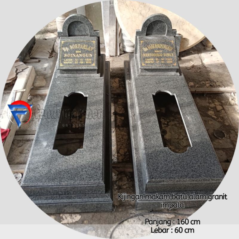 Kijingan makam batu alam andesit/granit impala bintik 160x60