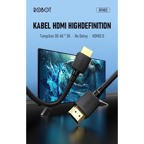 Robot RFH02 2m / RFH03 3m Kabel HDMI Cable High Definition 4K 2K HD