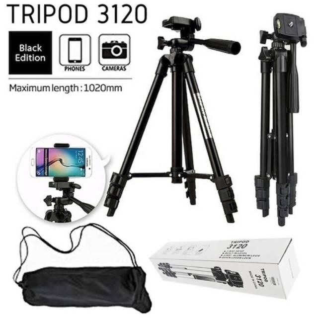 TRIPOD 3120 BLACK SERIES Tripod Weifeng 1M + Holder U for DSLR Kamera Handphone Alumunium 100cm panjang lipat traveling