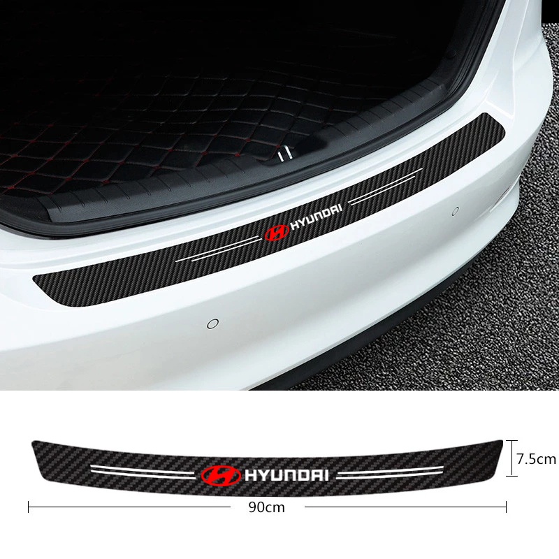 HYUNDAI 1 Set Stiker Pintu Bagasi Bahan Kulit Serat Karbon Tebal Untuk Accent I10 i20 Elantra Sonata IX35 Tucson