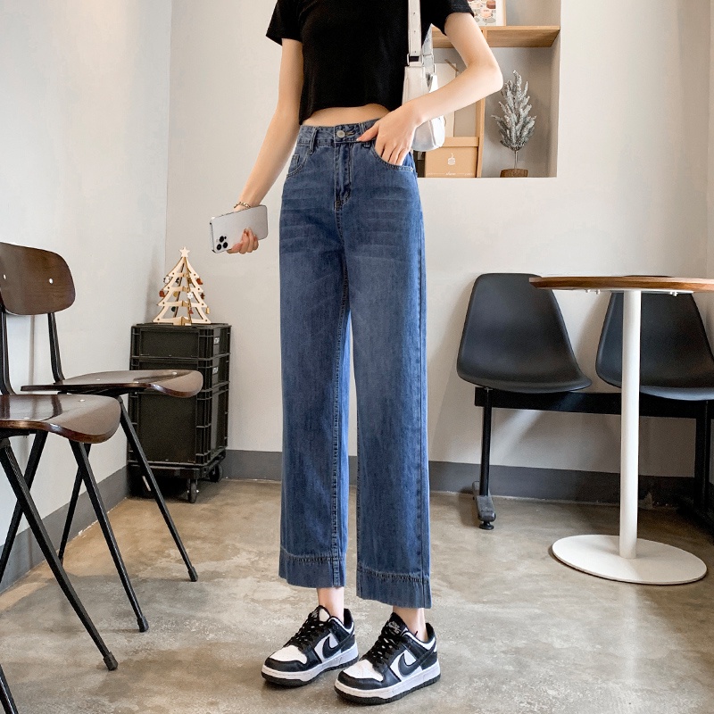 ✅COD New highwaist kulot kekinian biru high loose import korean style celana jeans wanita