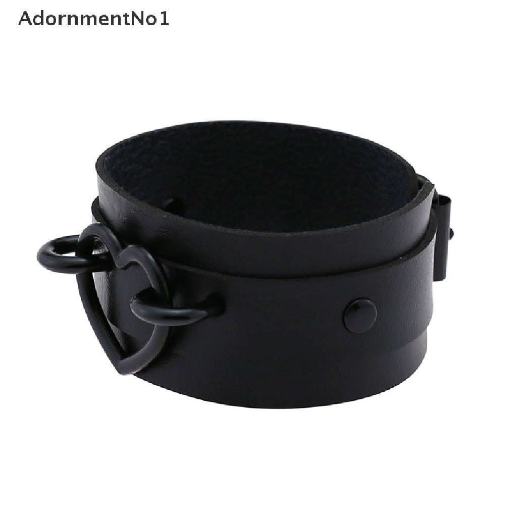 (AdornmentNo1) Gelang Tangan Kulit Aksen Hati Gaya Gothic Punk Untuk Unisex / Pria / Wanita