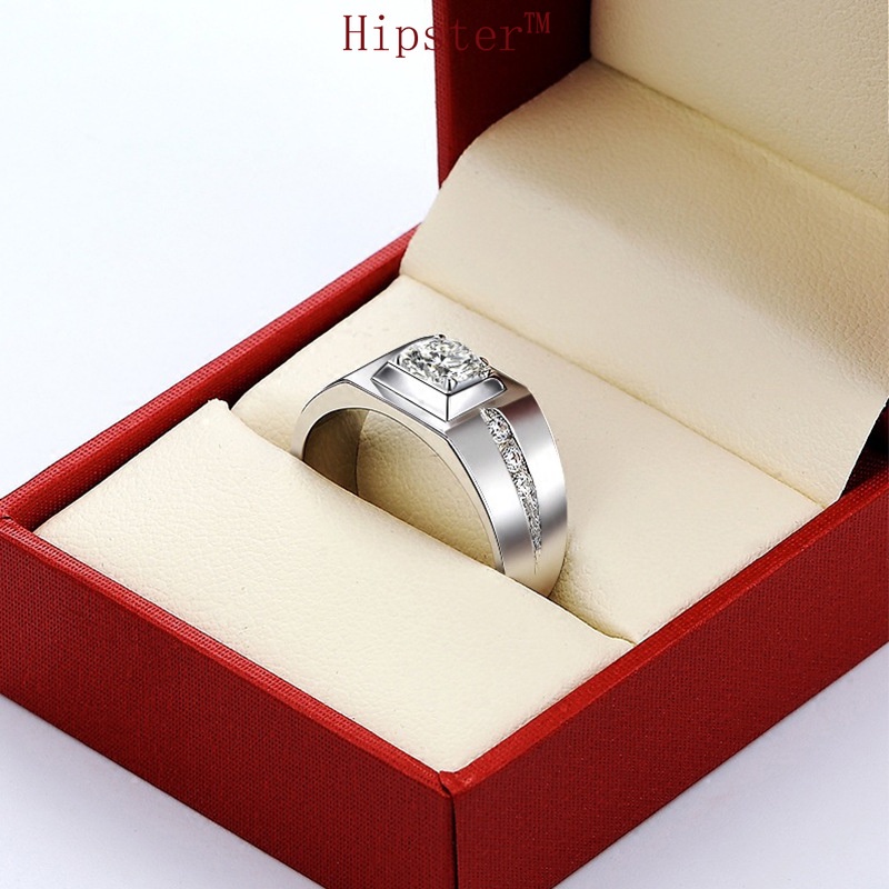 Best-Selling Exaggerated Domineering Elegant Gold Inlaid Square Diamond Adjustable Ring