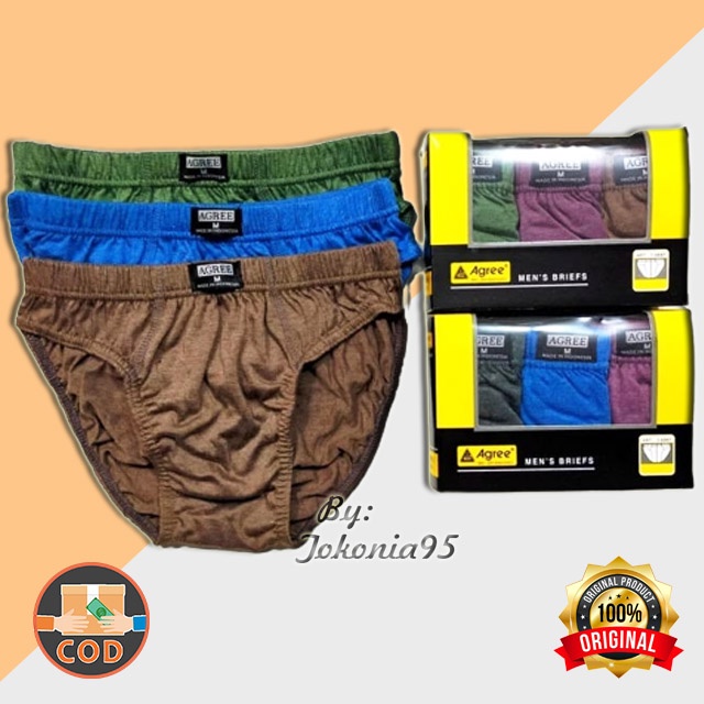 Celana dalam pria Agree 8887 1box isi 3Pcs - cd pria bahan katun  Cd Agree bahan katun.