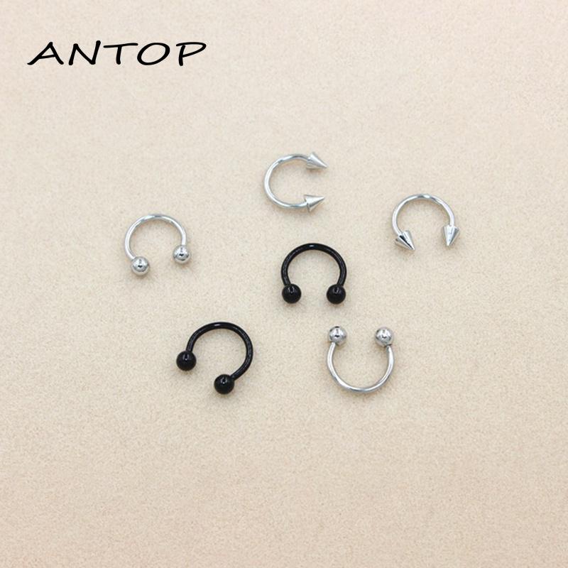 Anting Tindik Hidung / Telinga / Alis / Bibir / Tubuh Bentuk Sepatu Kuda Bahan Stainless Steel