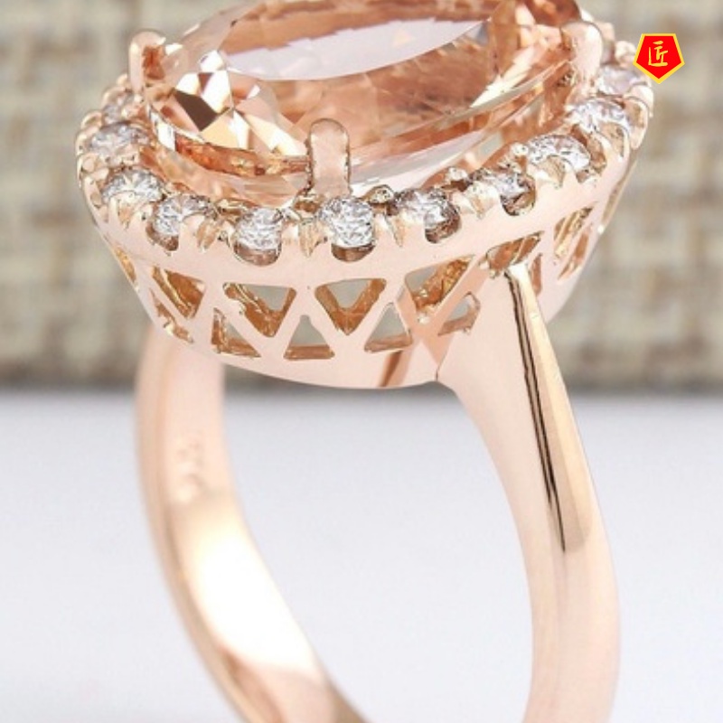 [Ready Stock]Creative Champagne Topaz Ring Personality Fashion