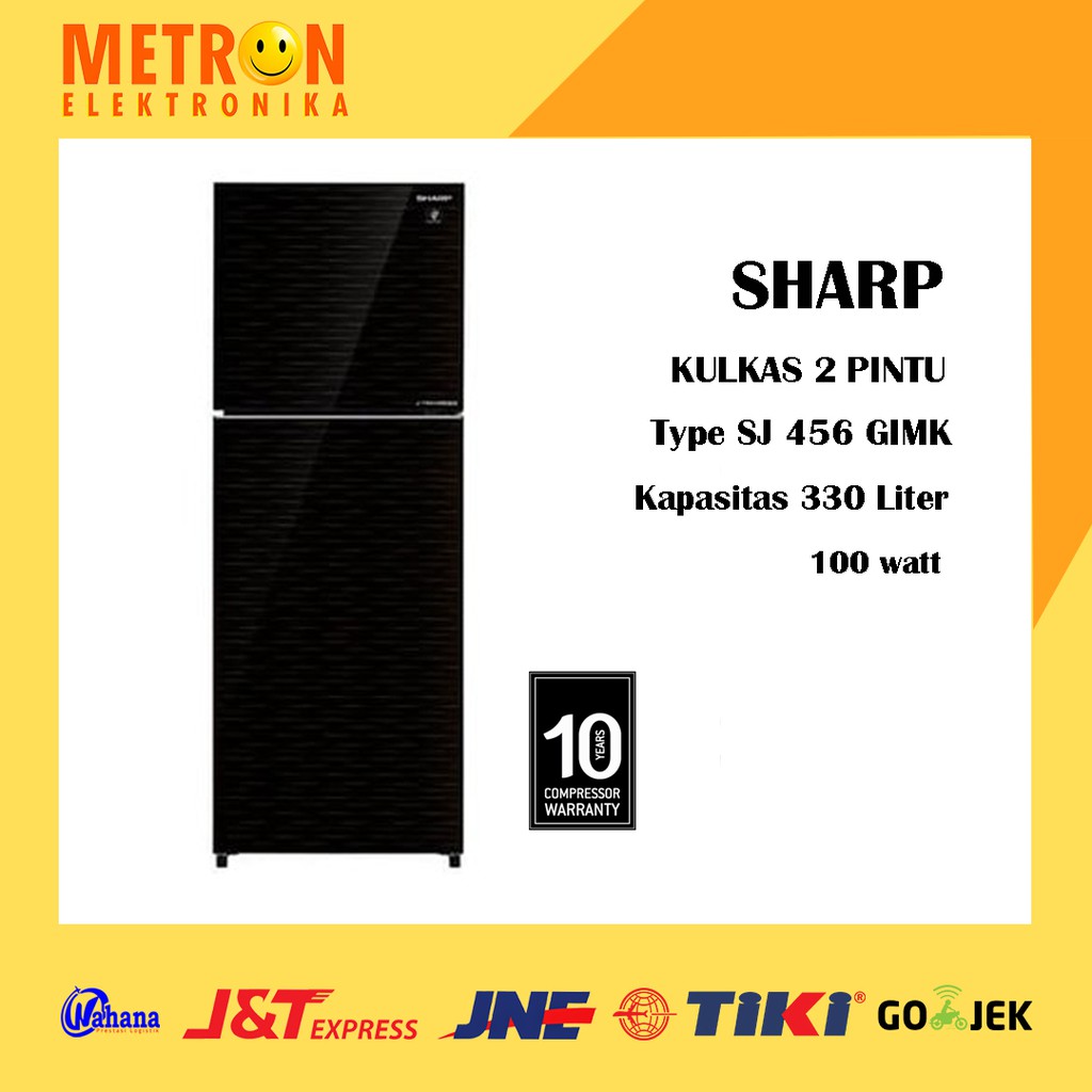 SHARP SJ 456 GI MK / KULKAS 2 PINTU 360 LITER INVERTER SJ 456GI MK / LEMARI ES SJ456GIMK