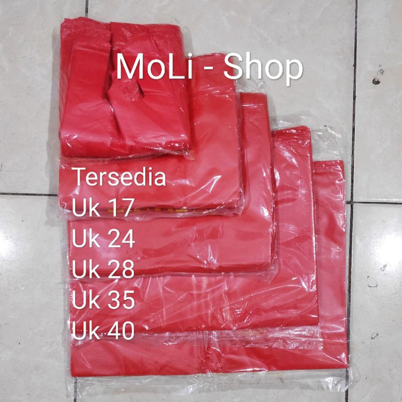 HD MERAH | Kantong Kresek Merah - Kantong Plastik Belanja Uk 17-24-28-35-40