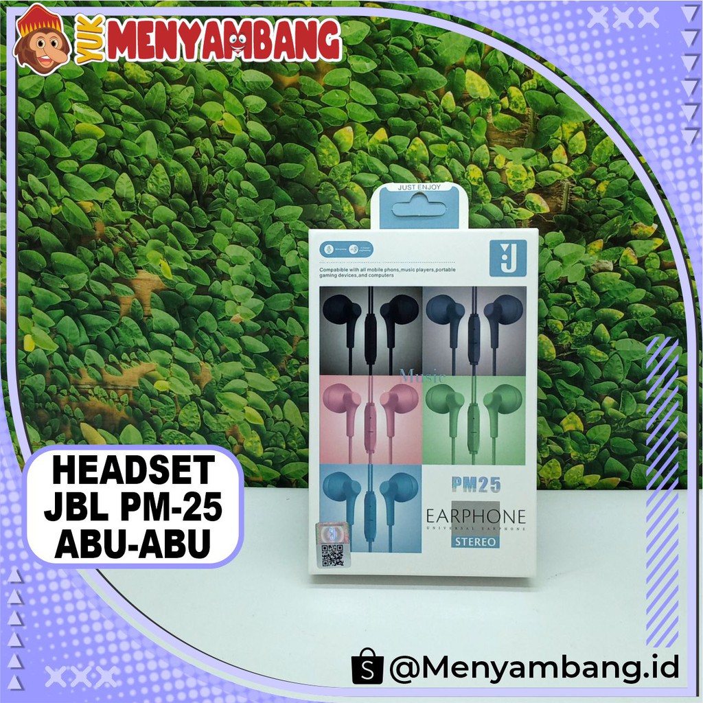 41726 | HF-JBL PM-25 Abu-Abu | Stereo Earphone JBL PM-25 HD Sound