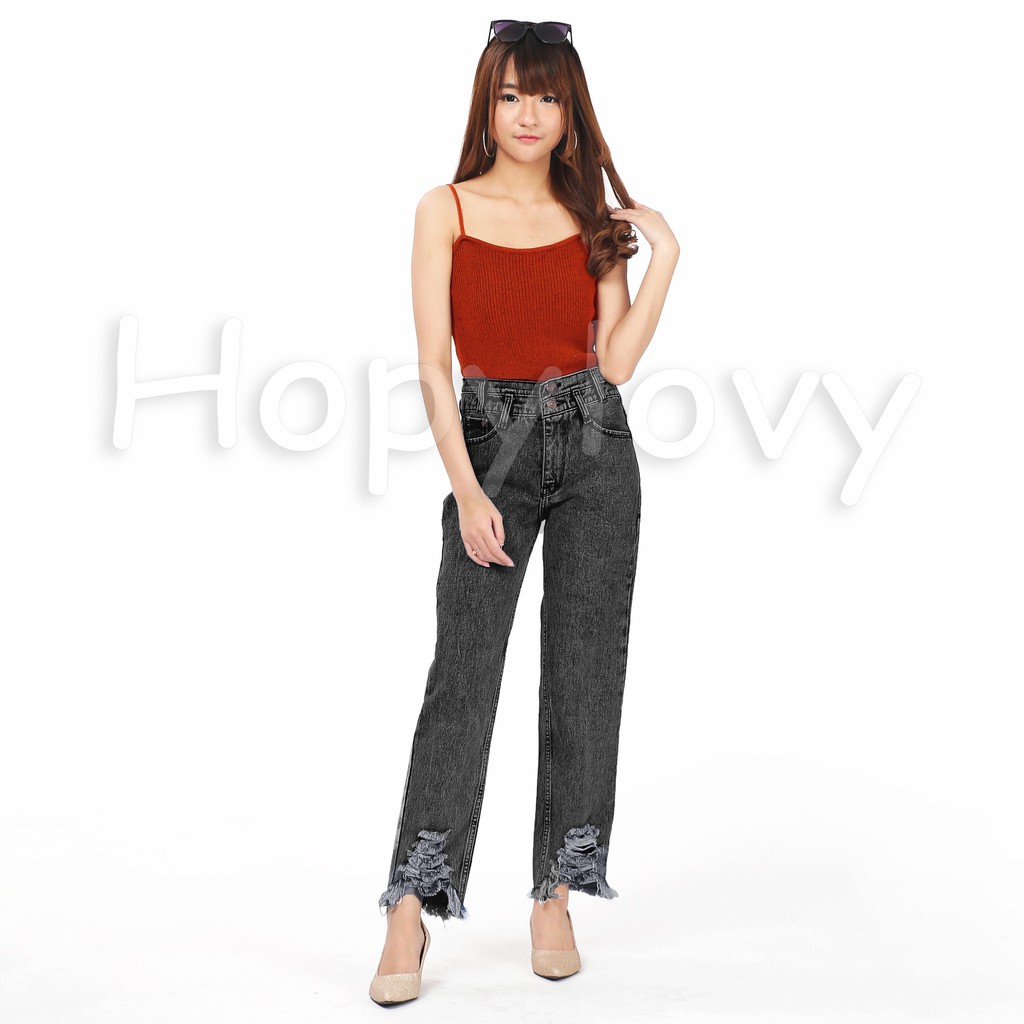 HOPYLOVY - Celana Jeans Boyfriend Wanita BF Loraine