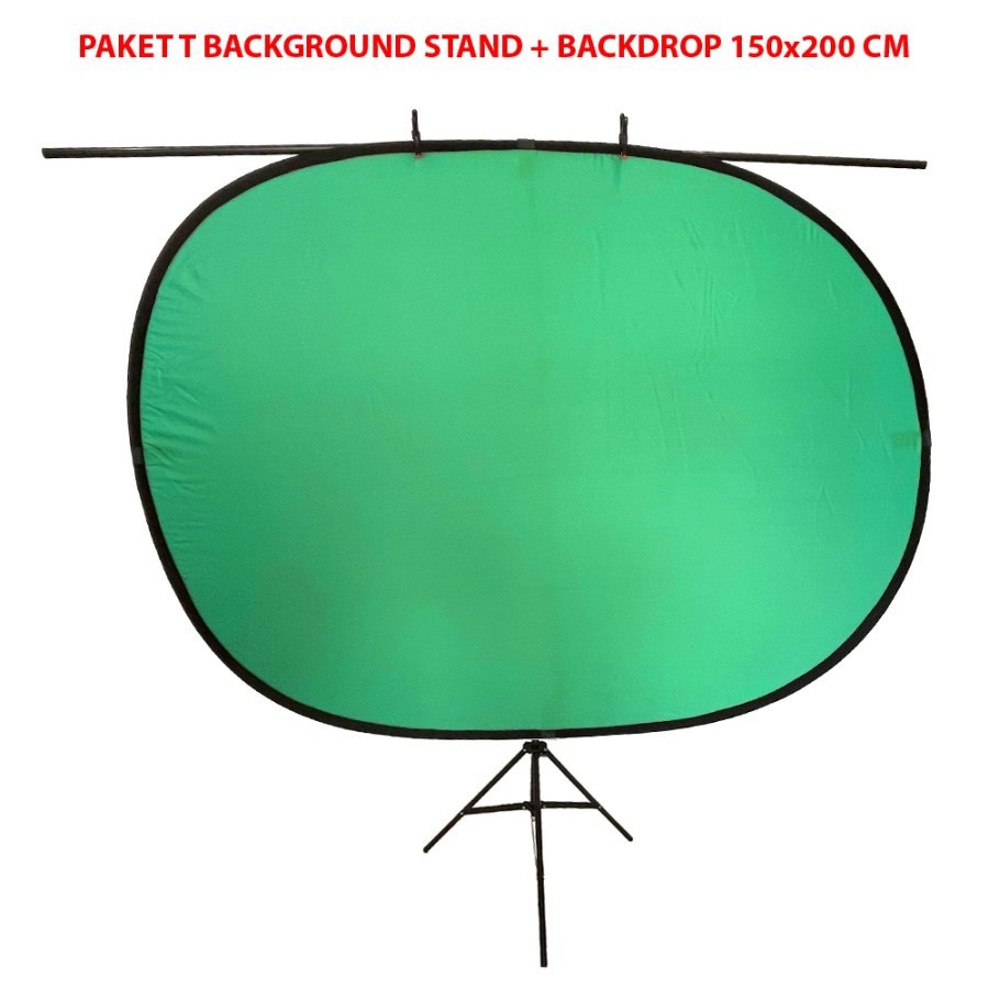Paket Background Stand Portable Backdrop Lipat 2in1 Green Screen & Blue Screen 100x150cm & 150x200cm