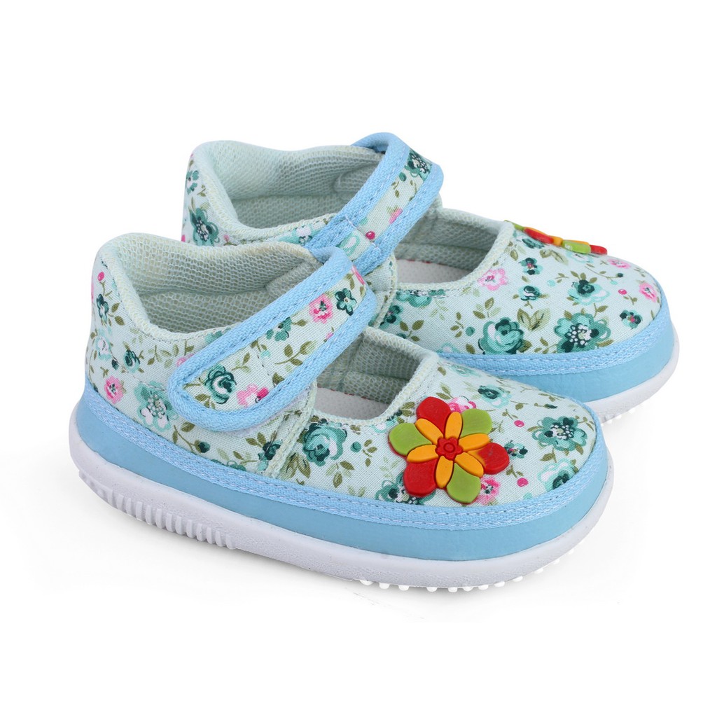 sepatu anak perempuan bahan kain motif bunga bunyi cit cit C10 TOSCA