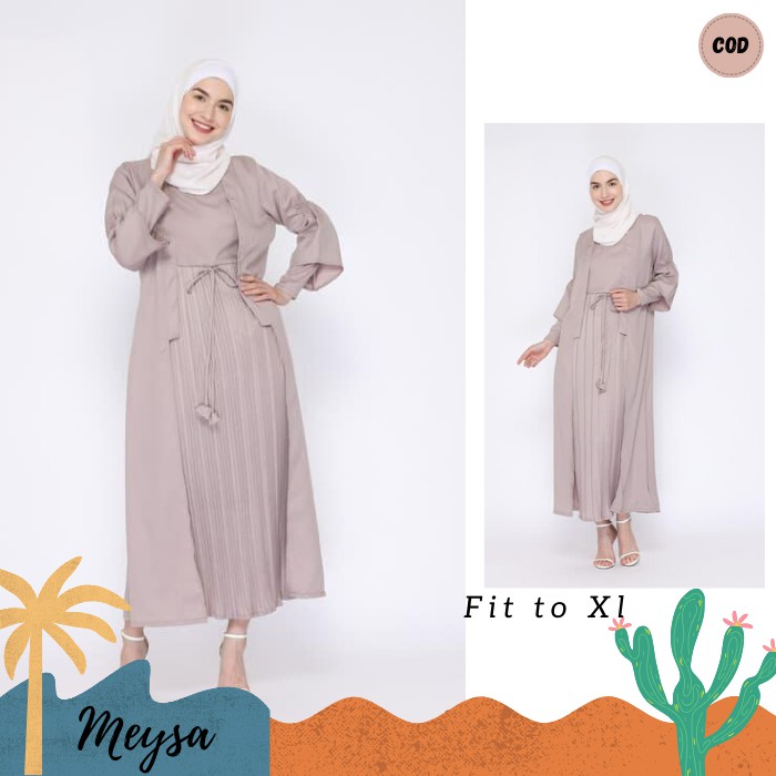 LUNA DRESS BAJU MUSLIM WANITA GAMIS DRES PESTA FASHION MUSLIM REMAJA PLISKET TERBARU SIMPLE MK255