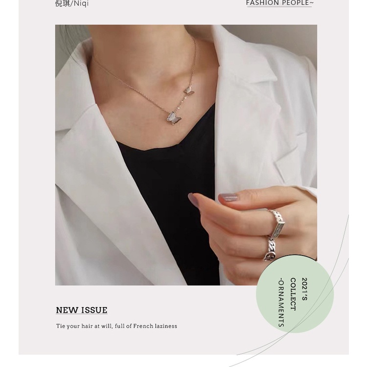 Net Red Butterfly pendek polos kalung wanita sederhana gaya dingin tembaga berlapis emas kalung popu