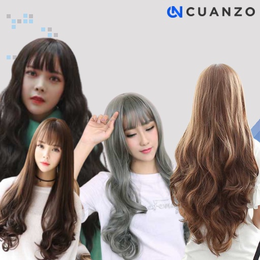 Wig Rambut Palsu Model Wavy 65 cm / Wig Wik Rambut Palsu Wanita Perempuan Cewe Cewek Dewasa Asli Lurus Curly Keriting Poni Panjang Full Ala Anime Cosplay Korea Hair Clip Curly Do Warna Hitam Coklat Abu / Rambut Palsu Wanita Asli Panjang Murah Original