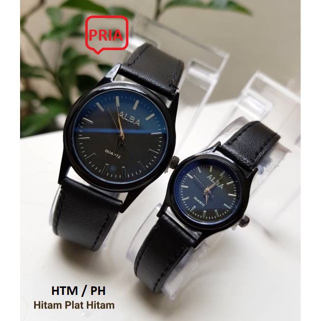 WBS ✅COD JAM TANGAN COUPLE ALBA VINTAGE CASUAL GROSIR IMPORT KULIT PREMIUM ANALOG PRIA WANITA PASANGAN TERBARU ANAK REMAJA MURAH PREMIUM AL008 /C9/C10-HTM /PH / BODY BLACK
