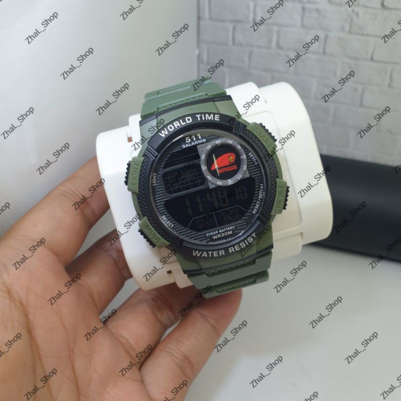 JAM TANGAN KOPASSUS KOPASUS KOMANDO JAM TANGAN LOGO TNI AD TALI HIJAU ARMY AE1200 ANTI AIR