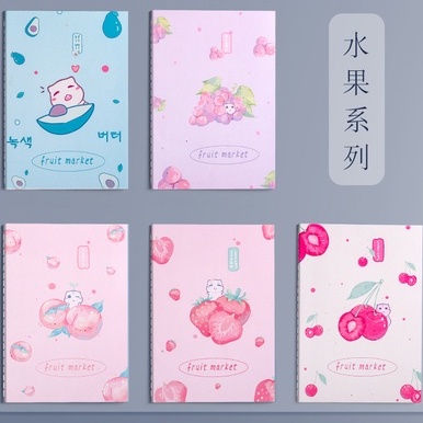 Buku Tulis Garis Lucu Kertas A5 Untuk Anak Sekolah Les Buku Catatan Bergaris Pelajaran Desain Cover Beruang Astronaut Cute Girl Buah Strawberry Notebook Jahitan Benang Buku Tulis Pelajar