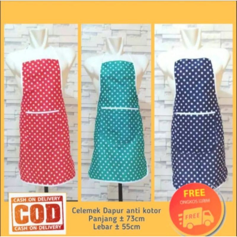 Celemek Dewasa Celemek Dapur Kain Polkadot Apron Masak