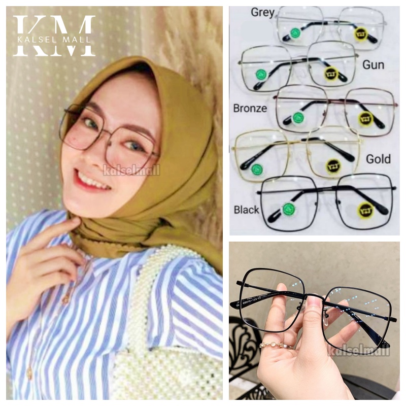 Kacamata Kotak Fesyen Wanita Pria Frame Besi Elegan Retro Vintage Kaca Mata Optik Anti Radiasi Persegi Style Korea Bingkai Petak Eyeglasses Kcamata Peria Antiradiasi Komputer Dan Hp Baca LensBlu Anti Silau  Sinar Matahari UV400 COD KCP8