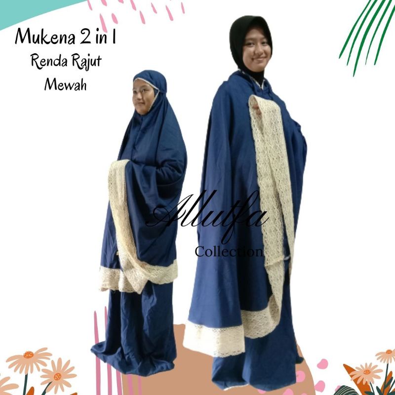 mukena 2 in 1 ponco katun mikro renda rajut jumbo