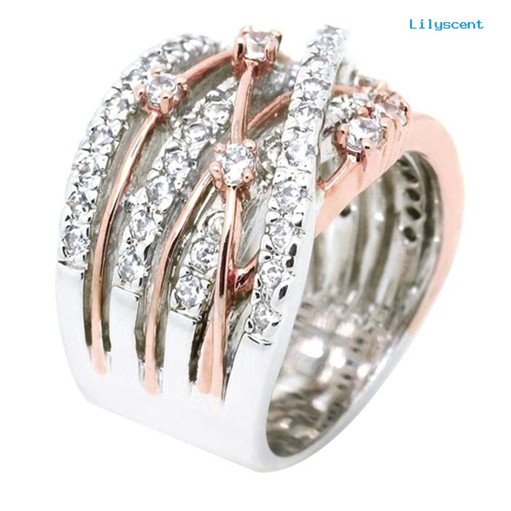 Ls Cincin Wanita Model Lebar Silang Hias Berlian Imitasi Untuk Pernikahan / Hadiah