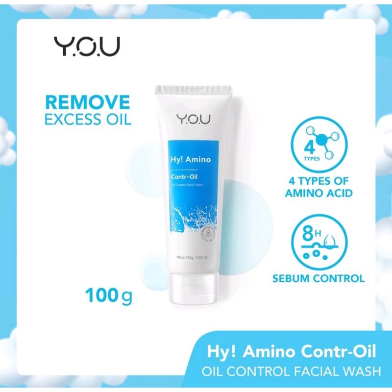 YOU Hy Amino Facial Wash 100g || Oil Control, Brightening, Anti acne, Glo-Win