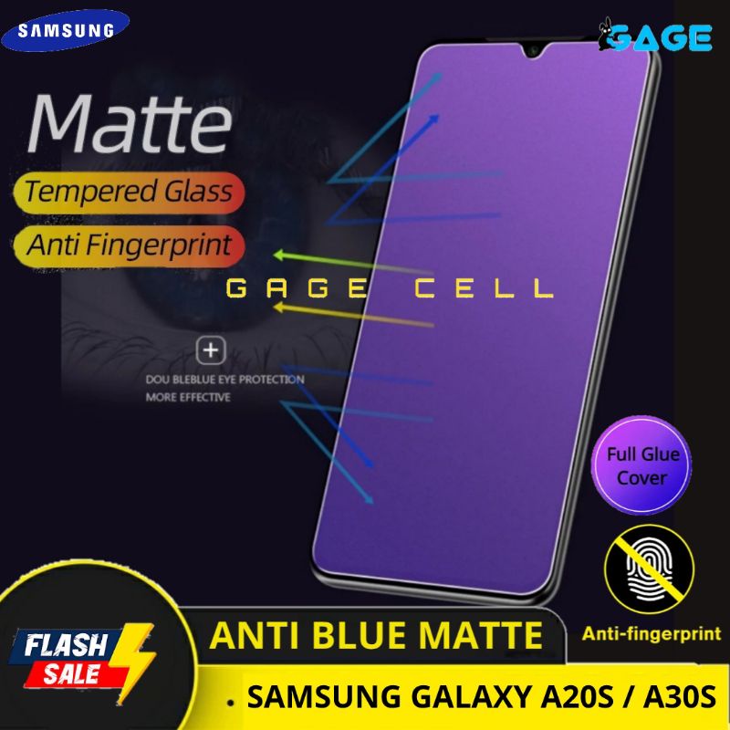 TEMPERED GLASS TG ANTI GORES KACA BLUE MATTE SAMSUNG GALAXY A20S A30S FULL LAYAR SCREEN PROTECTOR