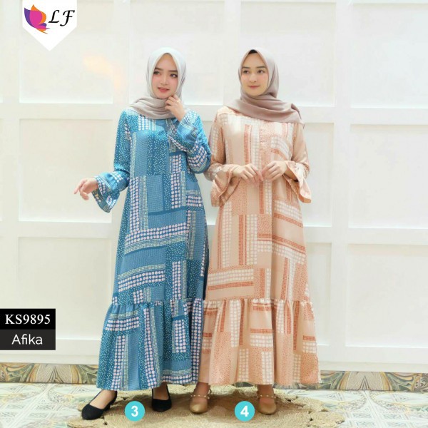  BAJU  MUSLIM  AFIKA DRESS KEKINIAN  BAHAN MAXMARA LUX HQ 