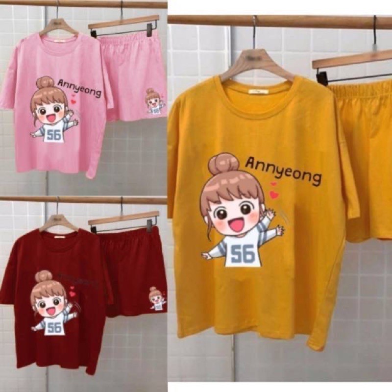 SET SETELAN ANNYEONG |  Set Annyeong baju + celana