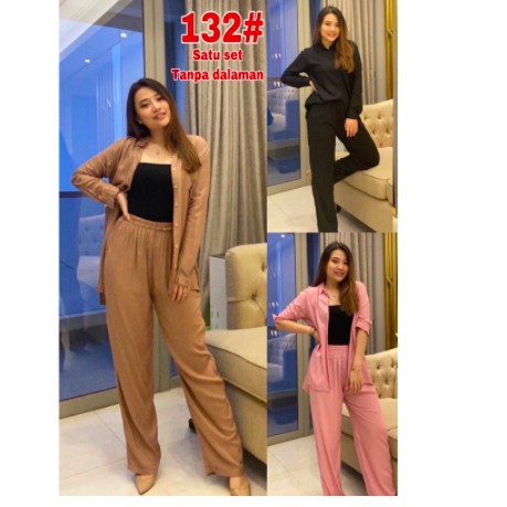 Vanesha Margaretta - 132////  POLOS ///Set kemeja bahan rayon( tidak dapat dalaman)