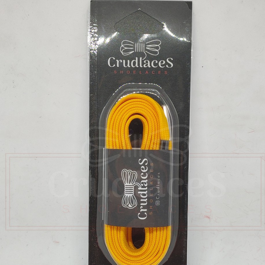 Tali Sepatu Flat/Gepeng Polyester Warna Kuning 2 LAPIS-Shoelace Flat - Aglets Metal - Crudlaces