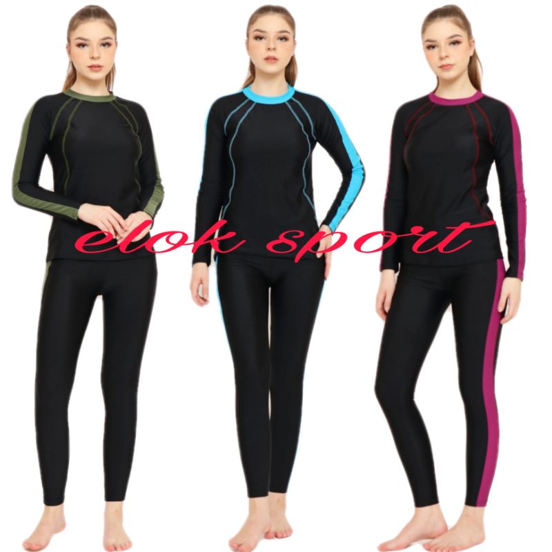 baju renang wanita setelan panjang  baju renang diving  2-piece panjang DWS