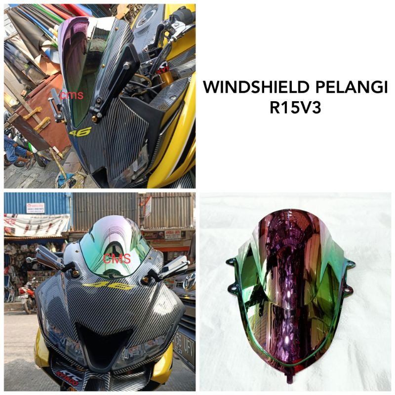 windshield visor rainbow Yamaha r15v3 kaca depan pelangi R15 vva