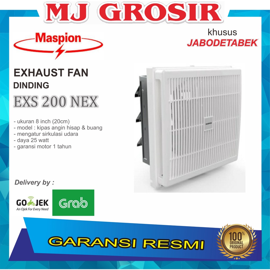 KIPAS ANGIN EXHAUST FAN MASPION 200 NEX 8 INCH HISAP &amp; BUANG DINDING