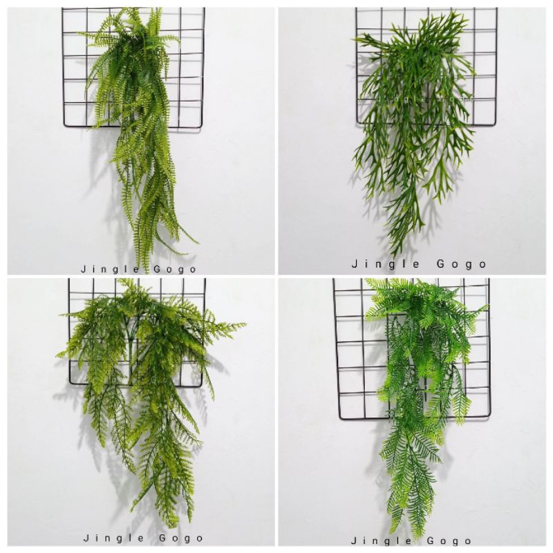 Daun Rambat Artificial Pakis Juntai Plastik Fern Tanduk Rusa Gantung Dekorasi Tanaman Palsu G499