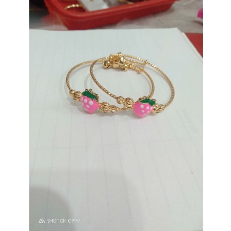 Perhiyasan gelang xuping anak krincing strawberry pink