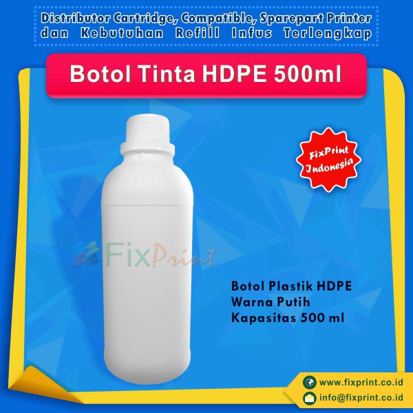 Botol Tinta HDPE 500ml, Botol Plastik HDPE Putih 500 ml Murah