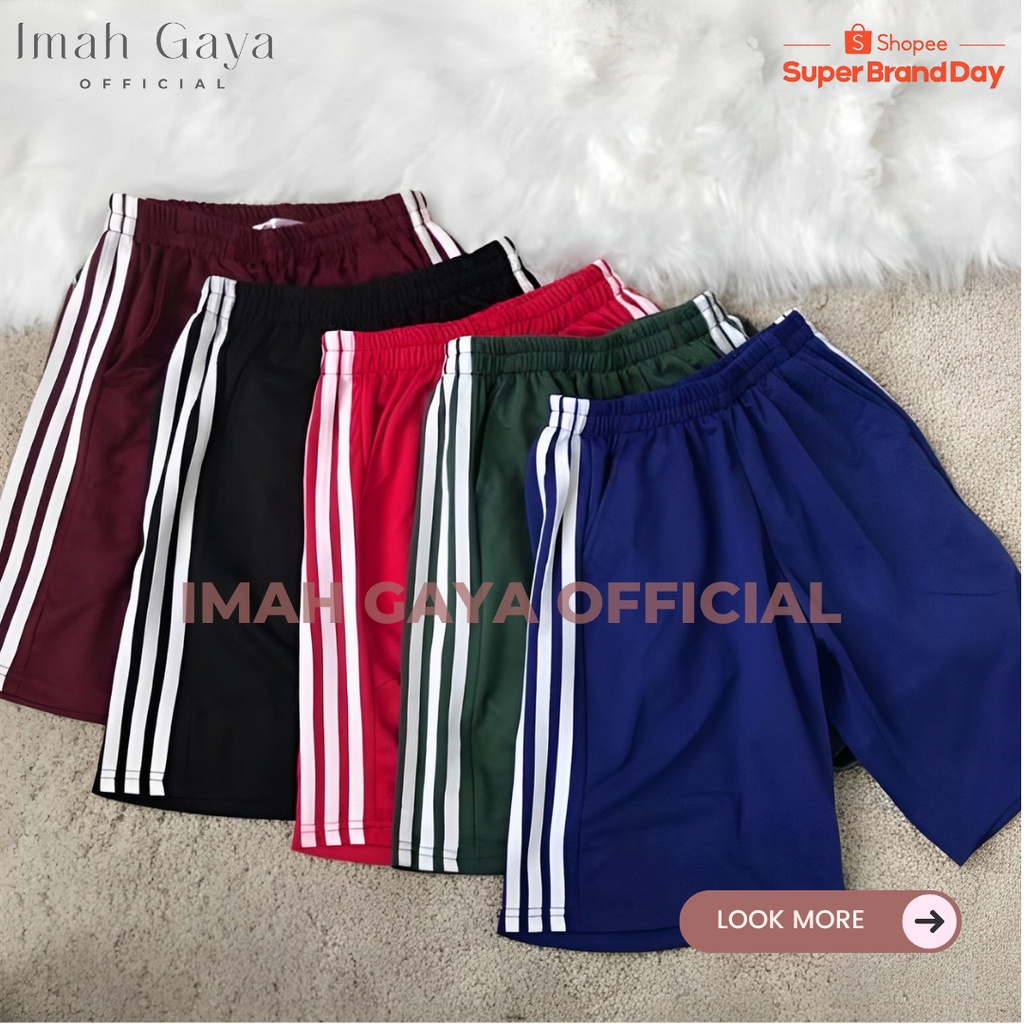 Celana Training Pendek Ukuran Standar &amp; Jumbo BB 35-100 KG  Strip polos