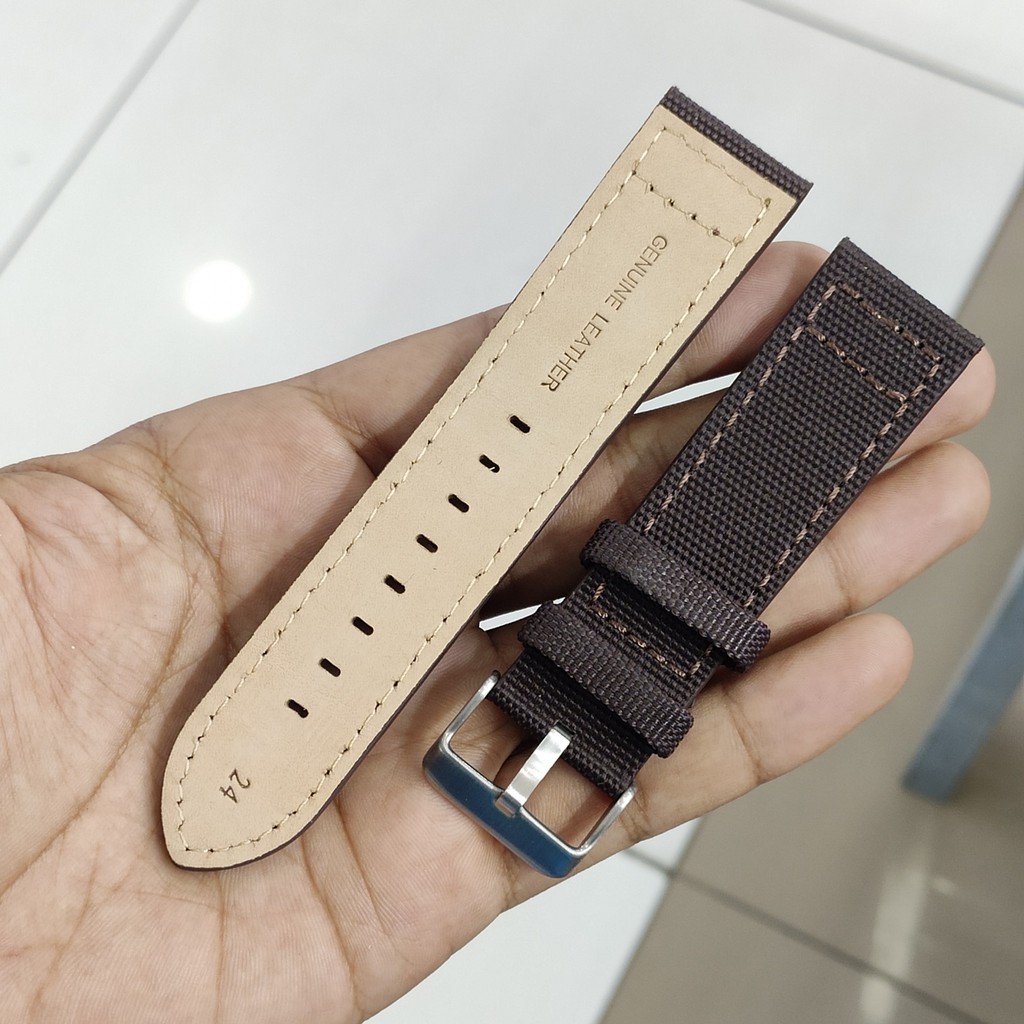 Strap Watch Band Seiko sport Kulit Canvas Stave