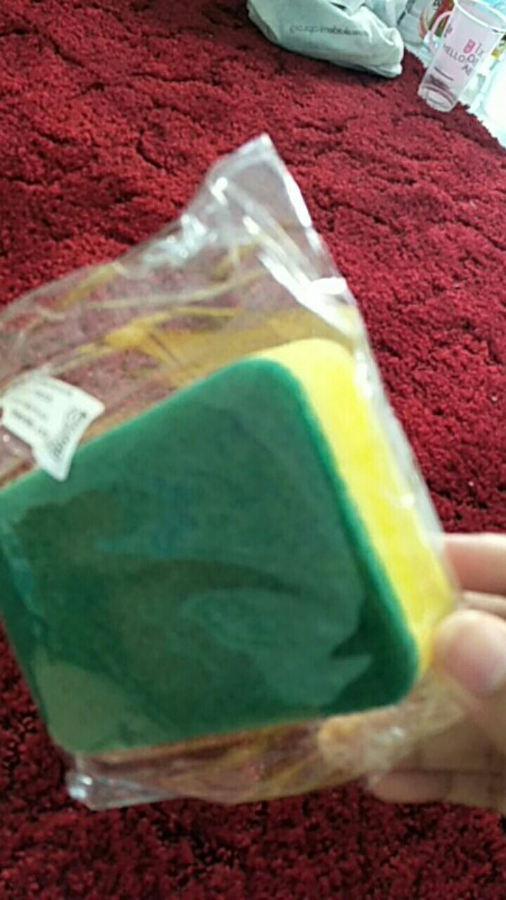 [checkout Rp1000] 1pcs Kitchen High Density Sponge Dishwash Wipe Fiber Scouring Pad/bowl Pot Scouring Supplies Clean Rub Cleaning Tools