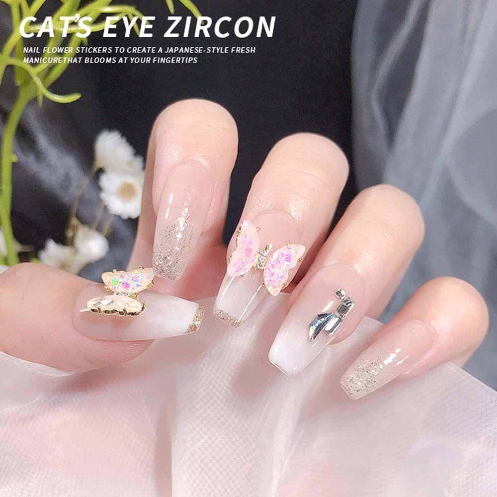 AUGUSTINA Agustina Kupu-Kupu Kuku Berlian Buatan Mewah Fashion Manicure Nail Art Ornamen Aksesoris Kuku Kristal Nail Art Perhiasan